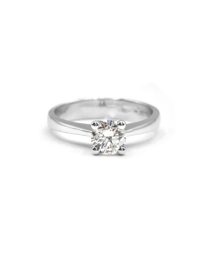 Bague solitaire en or blanc avec diamant Casella Gioielli