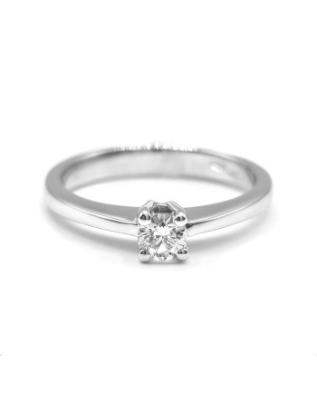 Bague solitaire en or blanc avec diamant Casella Gioielli