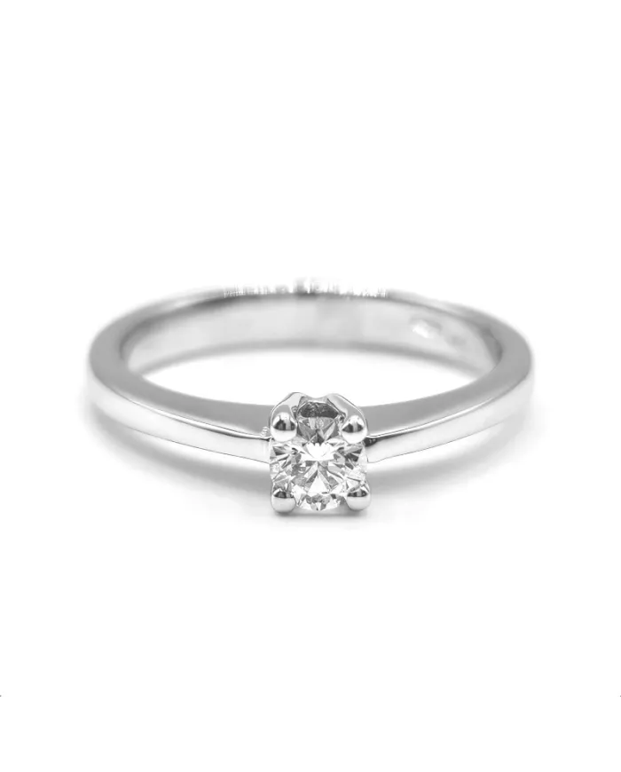 Bague solitaire en or blanc avec diamant Casella Gioielli