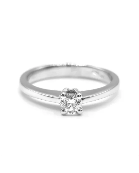 Casella Gioielli White Gold Solitaire Ring with Diamond
