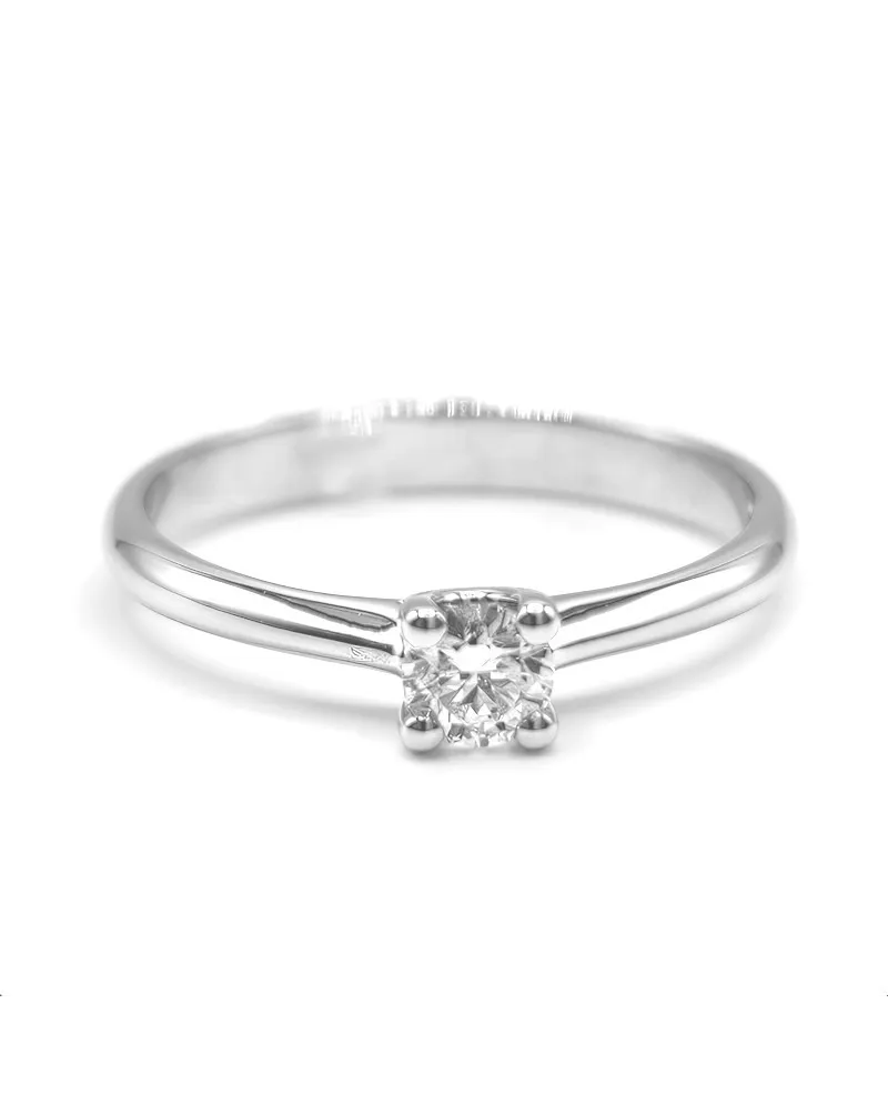 Anello Solitario Casella Gioielli in Oro Bianco con Diamante