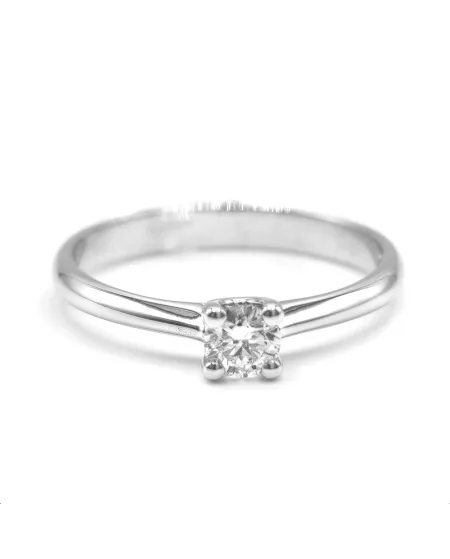 Anello Solitario Casella Gioielli in Oro Bianco con Diamante