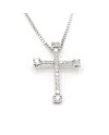Casella Gioielli Necklace in White Gold and Cross with Diamonds