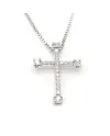 Collana Casella Gioielli in Oro Bianco e Croce con Diamanti