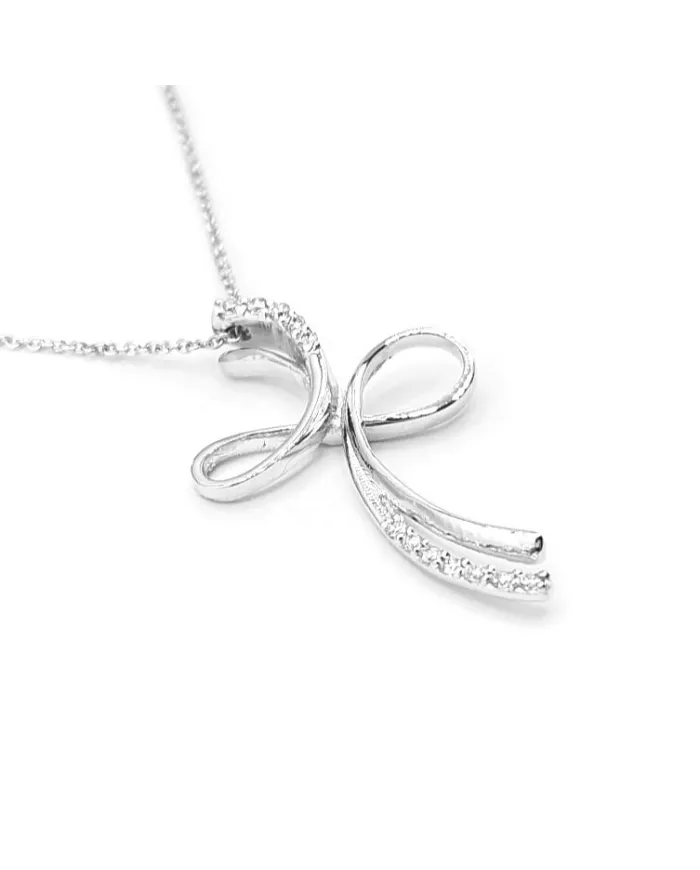 Collier Casella Gioielli en or blanc et croix avec diamants