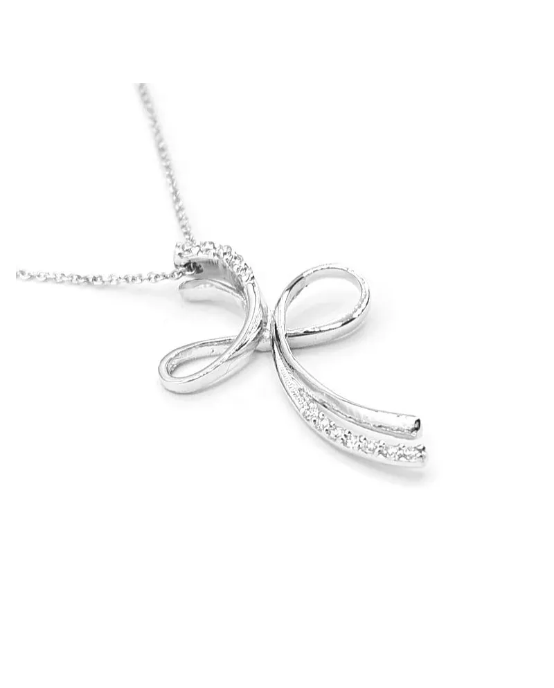 Collana Casella Gioielli in Oro Bianco e Croce con Diamanti