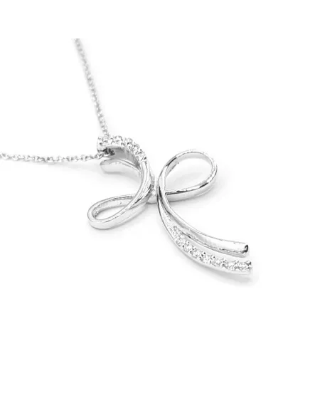 Collana Casella Gioielli in Oro Bianco e Croce con Diamanti