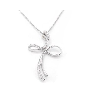 Collier Casella Gioielli en or blanc et croix avec diamants