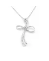 Collana Casella Gioielli in Oro Bianco e Croce con Diamanti