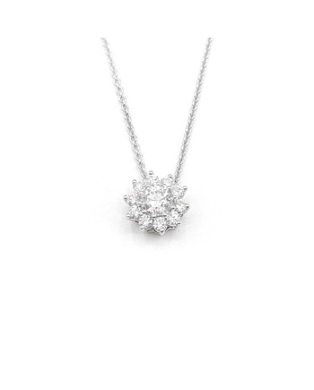 Collana Leo Pizzo in Oro Bianco con Fiore di Diamanti Bianchi