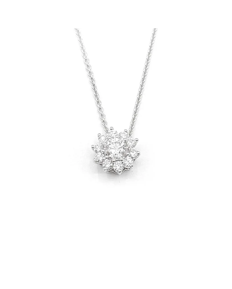 Collana Leo Pizzo in Oro Bianco con Fiore di Diamanti Bianchi