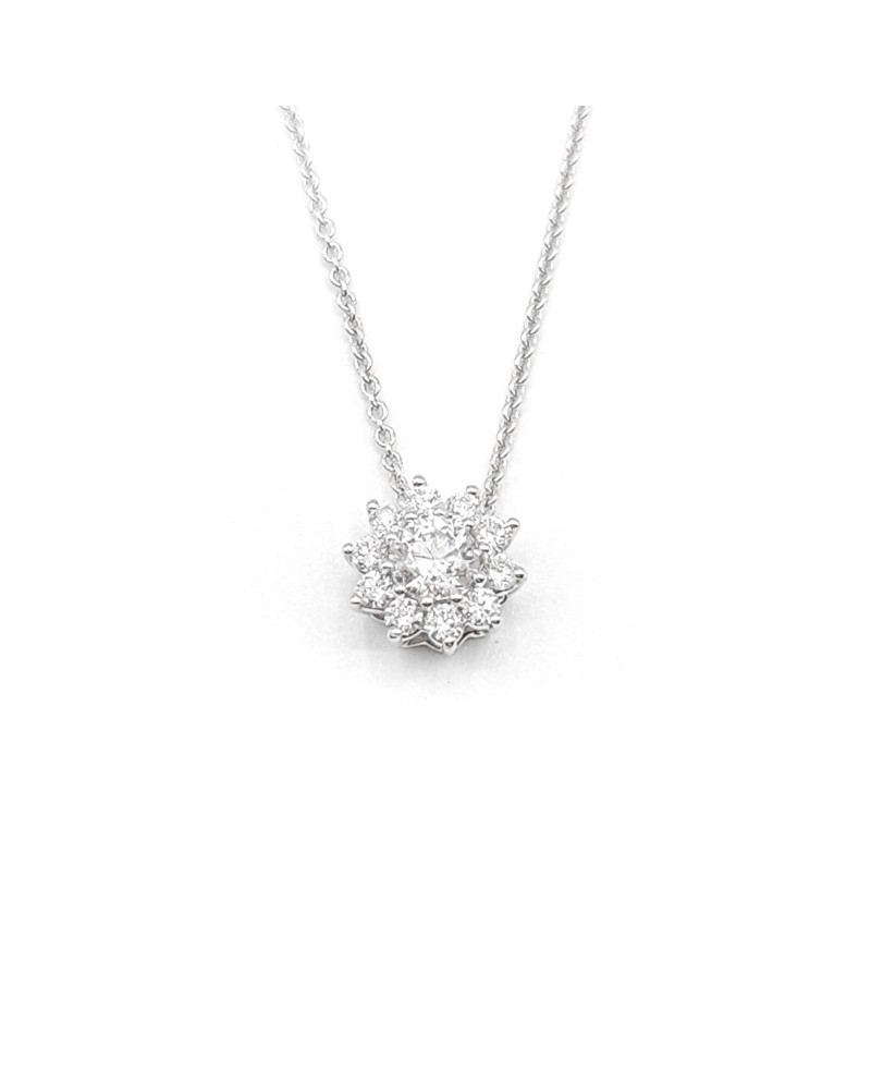 Collier Leo Pizzo en or blanc avec fleur en diamant blanc