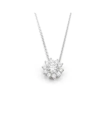 Collier Leo Pizzo en or blanc avec fleur en diamant blanc