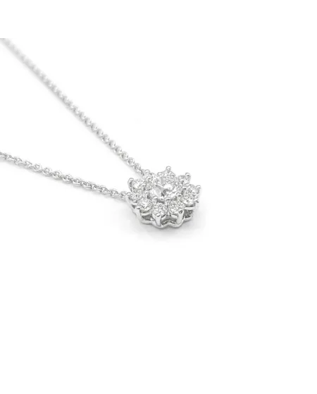 Collier Leo Pizzo en or blanc avec fleur en diamant blanc