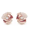 Orecchini Leo Pizzo in Oro Rosa con Fiore e Pavé Diamanti Bianchi
