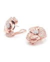Leo Pizzo Earrings in Rose Gold with Flower and White Diamond Pavé