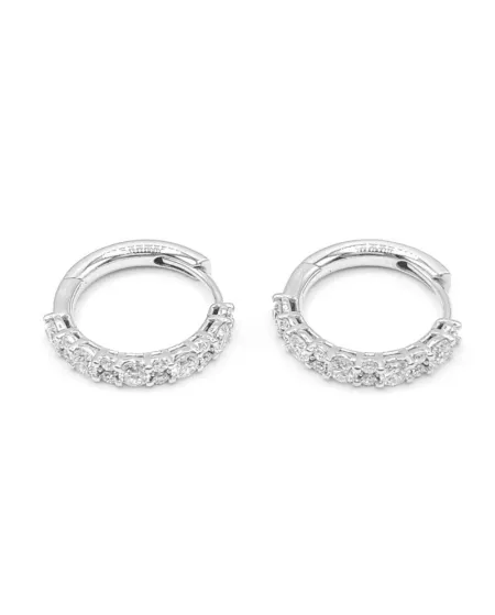 Orecchini Cerchio Leo Pizzo in Oro Bianco con Diamanti Bianchi