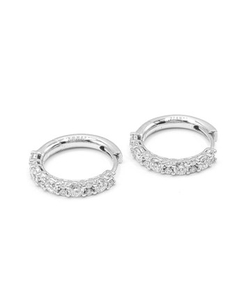 Leo Lace Hoop Earrings in White Gold with White Diamonds