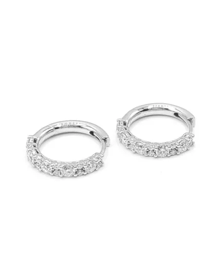 Leo Lace Hoop Earrings in White Gold with White Diamonds