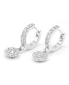 Leo Lace Hoop Earrings in White Gold with White Diamonds Pavé Pendant