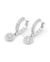 Boucles d'oreilles créoles Leo Lace en or blanc avec pendentif pavé de diamants blancs