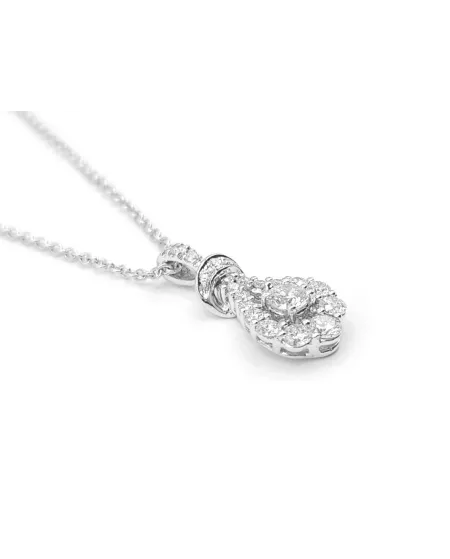 Collier Leo Pizzo en or blanc avec pendentif en diamant