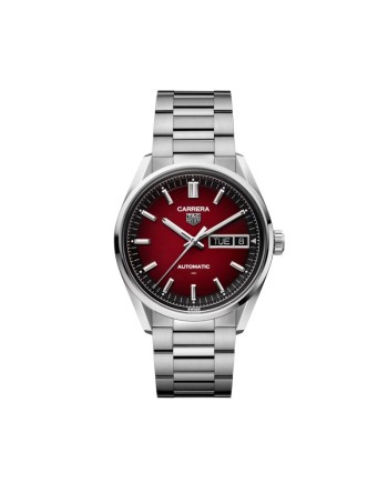 Montre Tag Heuer Carrera Day-Date avec cadran rouge fumé et bracelet en acier 41 mm