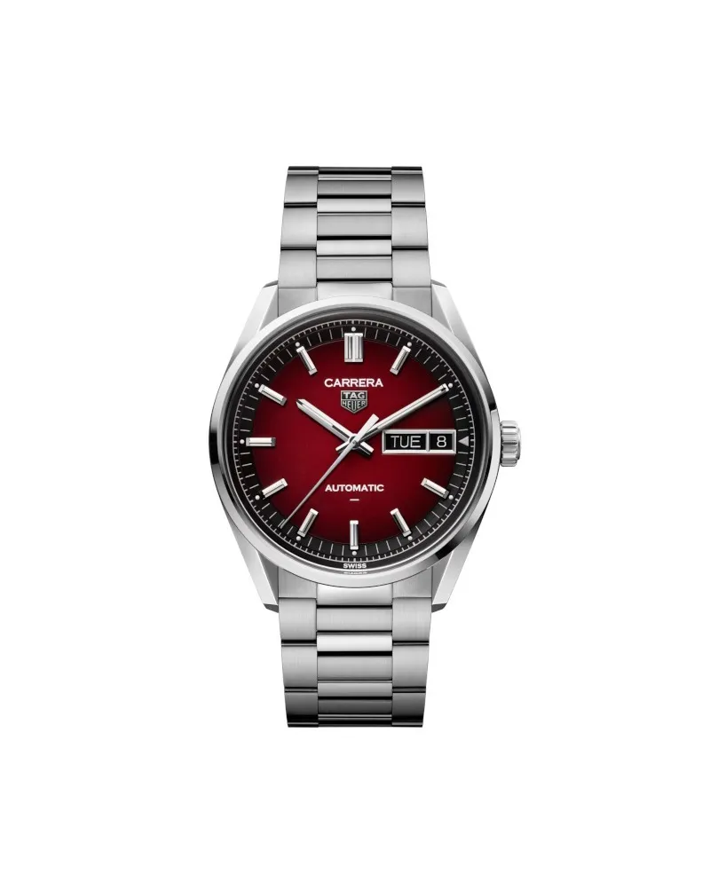 Tag Heuer Carrera Day-Date Red Smoke Dial Stainless Steel Bracelet Watch 41mm