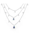 Collier Leo Pizzo à trois rangs en or blanc avec saphirs et diamants