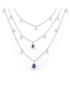 Leo Pizzo Three Strand Necklace in White Gold with Sapphires and Diamonds