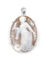 Camée Casella Jewelry en coquillage de sardonyx avec monture en or blanc et diamants