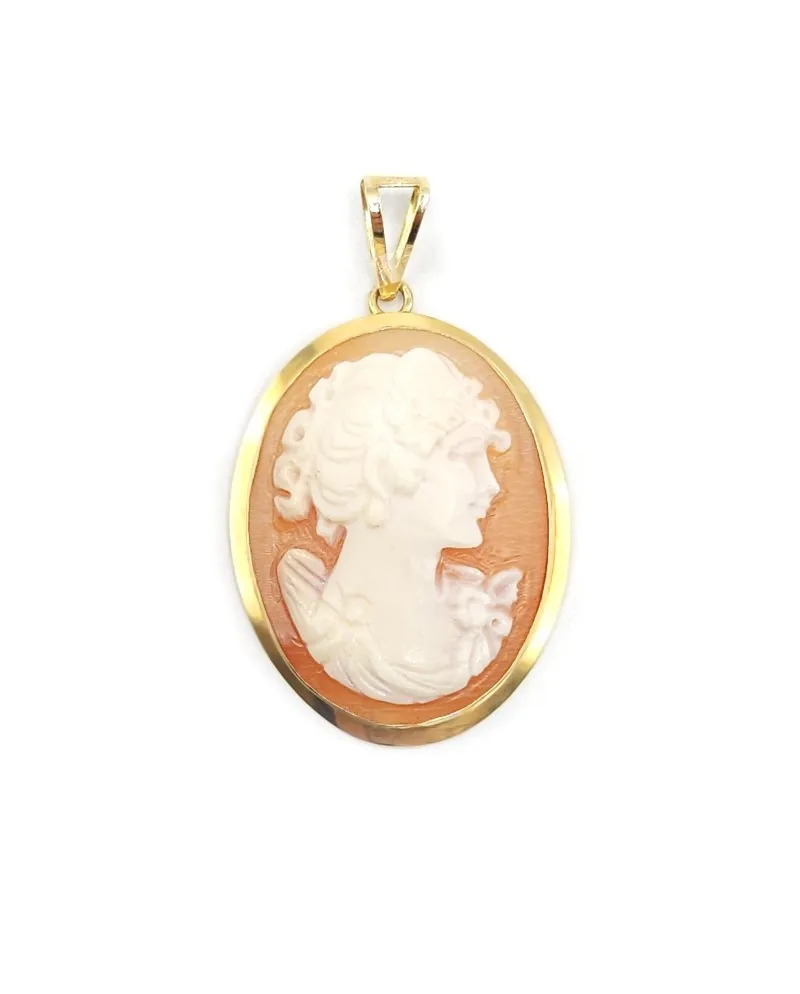 Camée Casella Jewelry en coquillage de sardonyx avec monture en or jaune