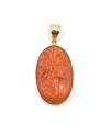 Casella Jewelry Cameo in Red Coral with Yellow Gold Setting