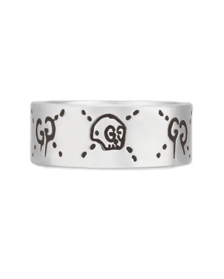 Gucci Ghost Wide Band Silver Ring