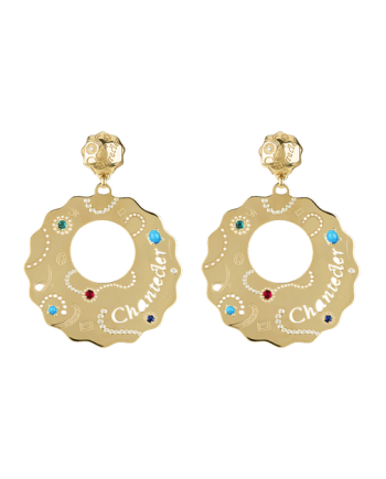 Chantecler Suamèm Large Earrings in Yellow Gold with Diamonds and Precious Stones