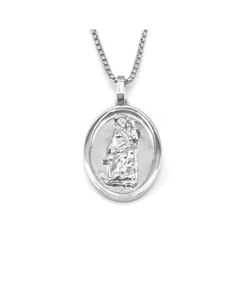 Collana Casella in Oro Bianco con Santa Maria della Speranza