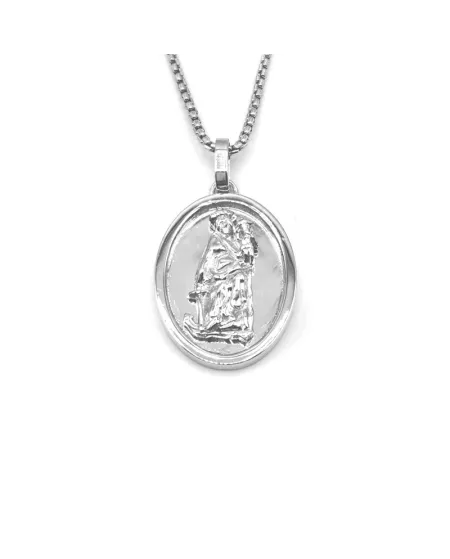 Collana Casella in Oro Bianco con Santa Maria della Speranza