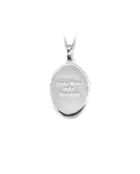 Collana Casella in Oro Bianco con Santa Maria della Speranza