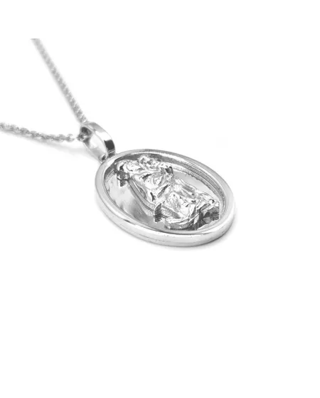 Collana Casella in Oro Bianco con Santa Maria della Speranza