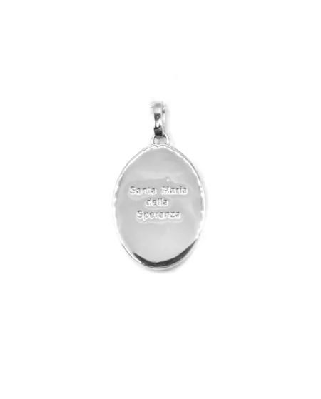 Collana Casella in Oro Bianco con Santa Maria della Speranza