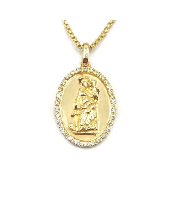 Collana Casella in Oro Giallo e Diamanti con Santa Maria della Speranza