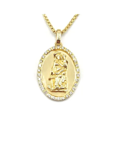 Casella Necklace in Yellow Gold and Diamonds with Santa Maria della Speranza