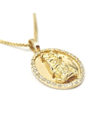 Collana Casella in Oro Giallo e Diamanti con Santa Maria della Speranza