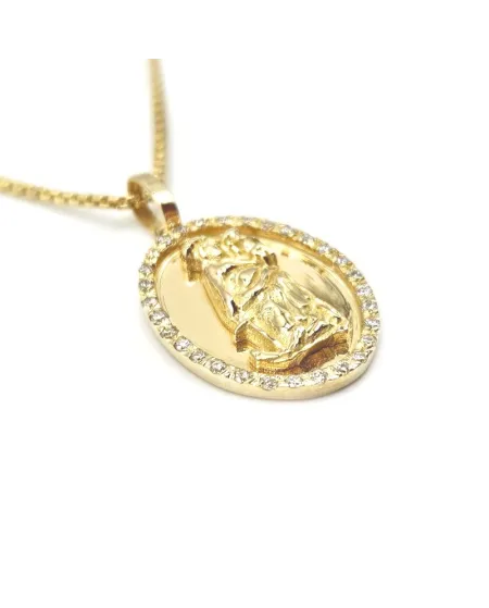Casella Necklace in Yellow Gold and Diamonds with Santa Maria della Speranza