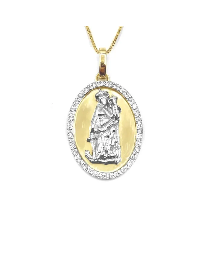 Collier Casella en or bicolore et diamants avec Santa Maria della Speranza