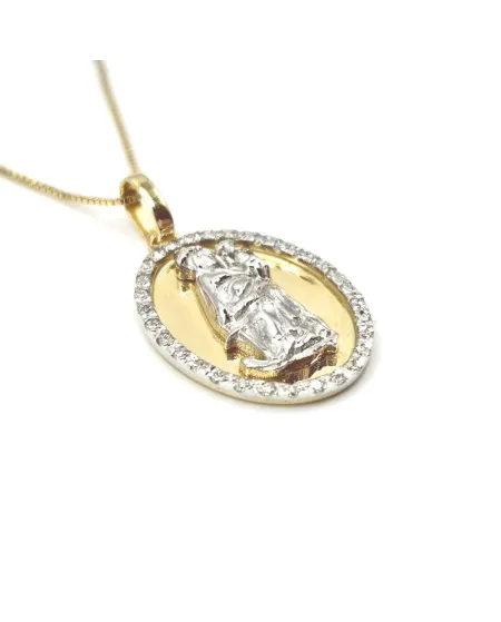 Casella Necklace in Two-Tone Gold and Diamonds with Santa Maria della Speranza