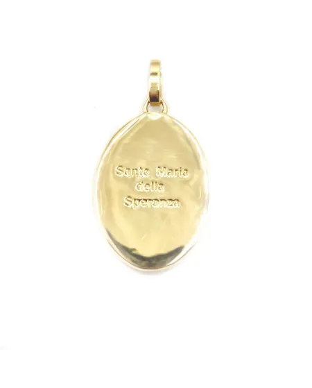 Collana Casella in Oro Bicolore e Diamanti con Santa Maria della Speranza
