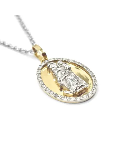 Collier Casella en or bicolore et diamants avec Santa Maria della Speranza