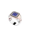 Zancan Couture Men's Ring in Gold with Black Diamonds and Sapphires