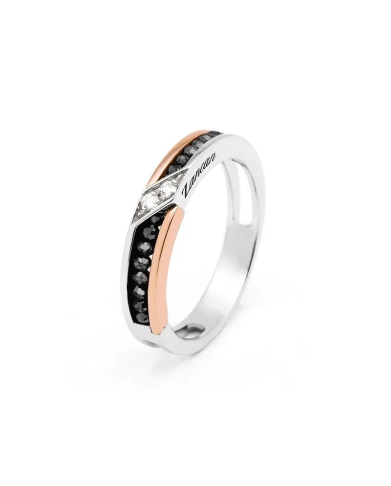 Zancan Black Magic Soft Men's Ring in Two-Tone Gold with Diamonds